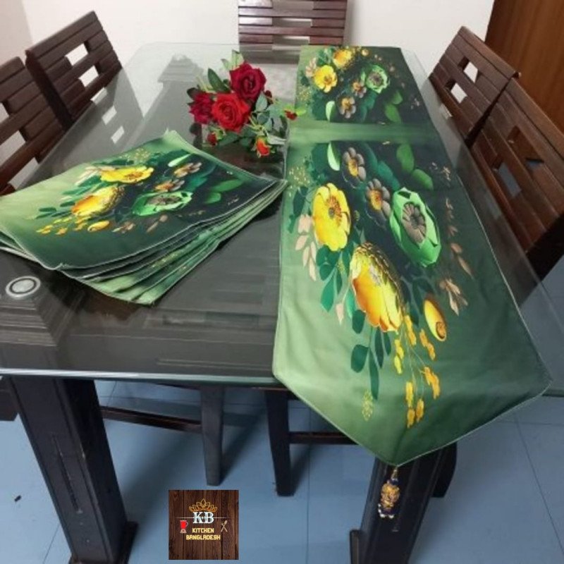 B2 3D Dining Table Runner + Mat 6p