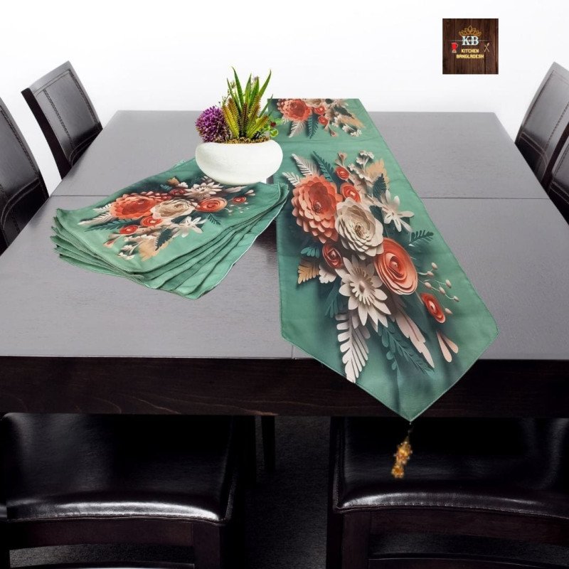 E4 3D Dining Table Runner + Mat 6p